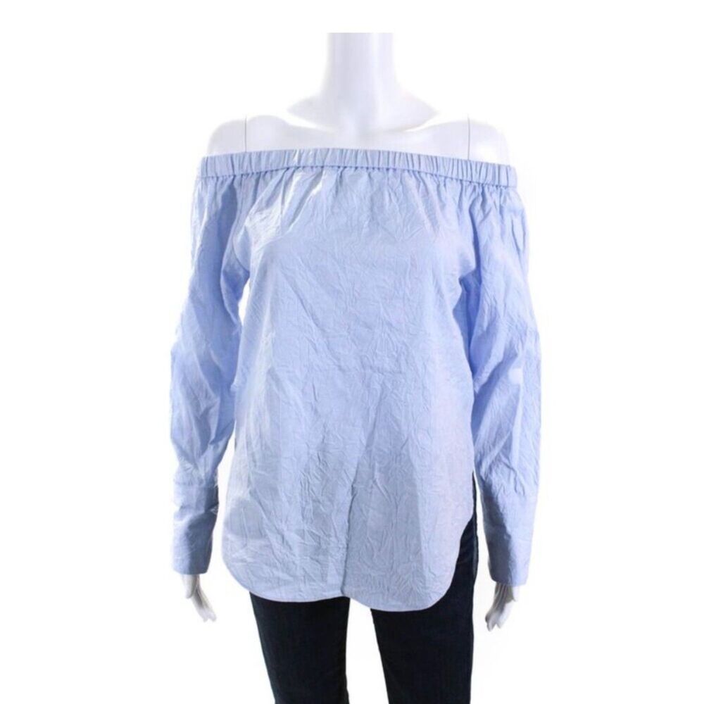 rag & bone Women's Light Blue Off Shoulder Cotton Top XS